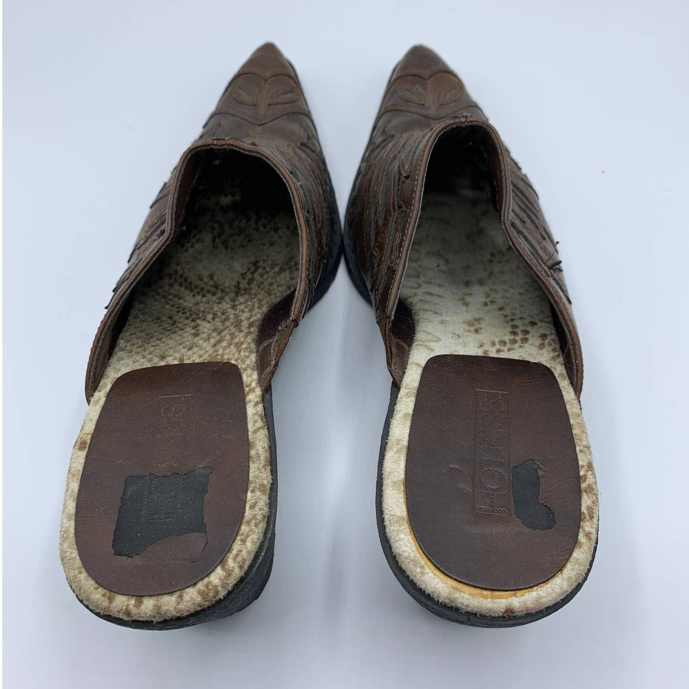 Hot Kiss Slip On Mules Leather Size 8.5 Cowgirl - Picture 12 of 12